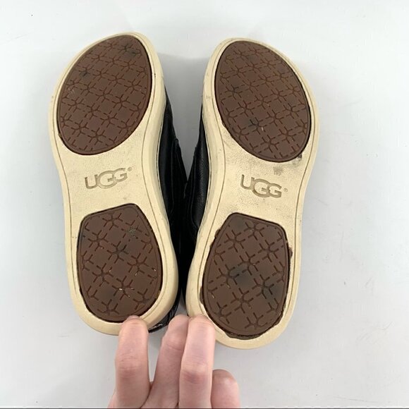 Ugg slip on sneakers size 8 39 black leather fleece wool lining flatforms - Picture 7 of 14